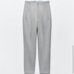 Zara Gray High Waisted Trousers - Pants with a High Waist